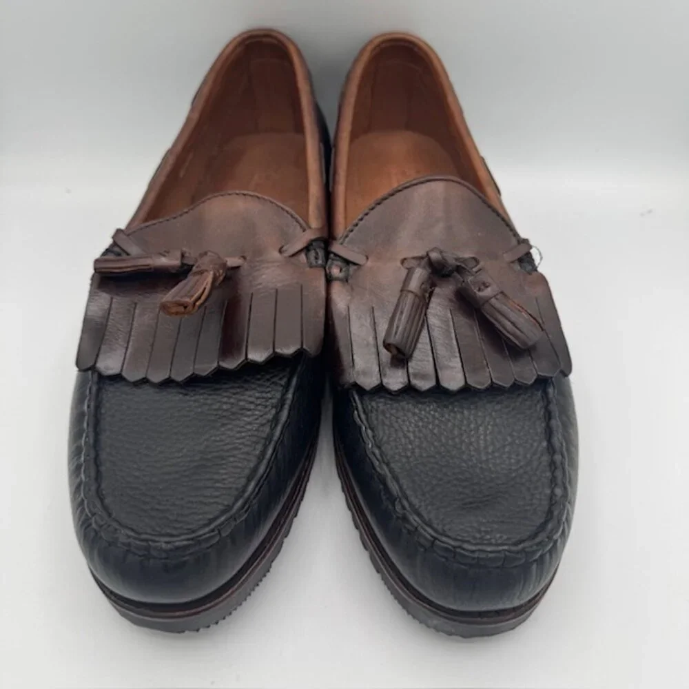 Allen Edmonds Men's Nashua Brown and Black Leather Tassel Loafer Size 10D